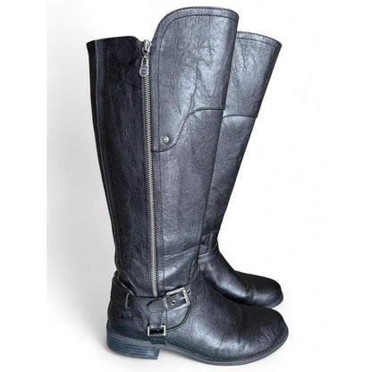 G By Guess Boots Women's sz 10 Black Hailee Knee High Side Zip Riding Boot